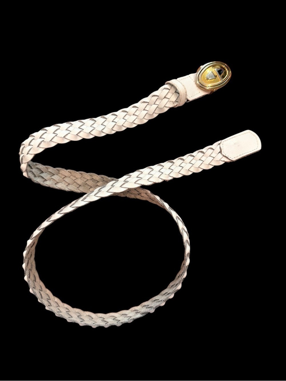 Christian Dior White Woven Leather Belt Small
